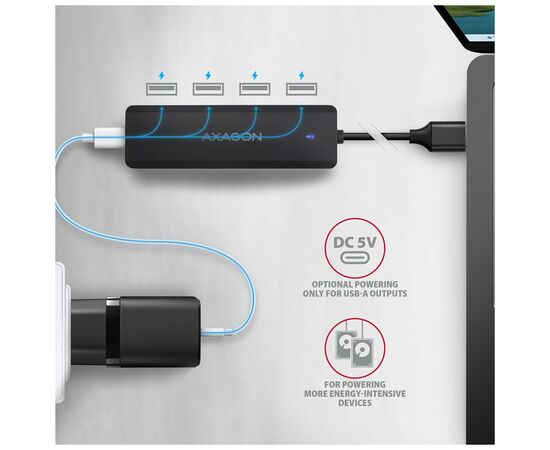 Концентратор AXAGON USB 3.1 to 4xUSB 3.0 black (HUE-C1A), изображение 4