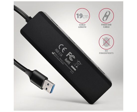 Концентратор AXAGON USB 3.1 to 4xUSB 3.0 black (HUE-C1A), изображение 5