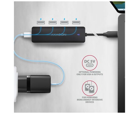 Концентратор AXAGON USB-C to 4xUSB 3.0 black (HUE-C1C), изображение 4
