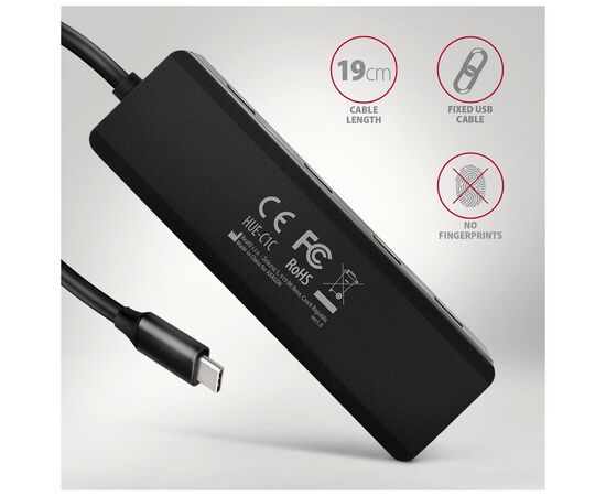 Концентратор AXAGON USB-C to 4xUSB 3.0 black (HUE-C1C), изображение 5