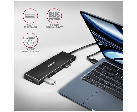 Концентратор AXAGON USB 3.1 to 7xUSB 3.0 black (HUE-F7A), изображение 3