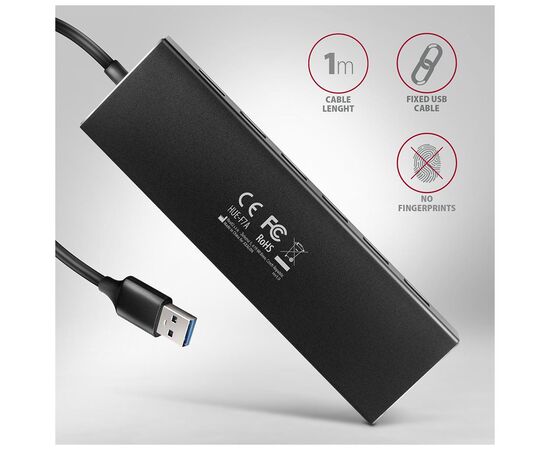 Концентратор AXAGON USB 3.1 to 7xUSB 3.0 black (HUE-F7A), изображение 6