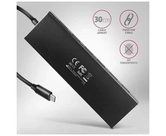 Концентратор AXAGON USB-C to 7xUSB 3.0 black (HUE-F7C), изображение 6