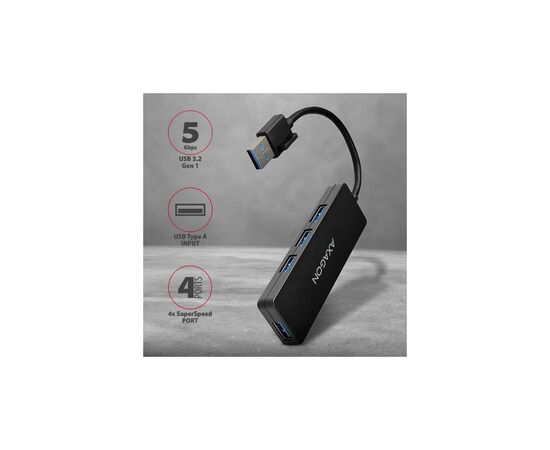 Концентратор AXAGON USB 3.1 to 4xUSB 3.0 black (HUE-G1A), изображение 2
