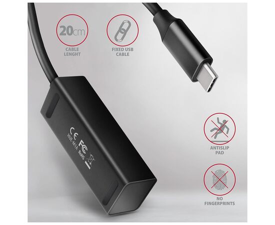 Концентратор AXAGON USB-C to 4xUSB 3.0 0.2m black (HUE-M1C), изображение 4