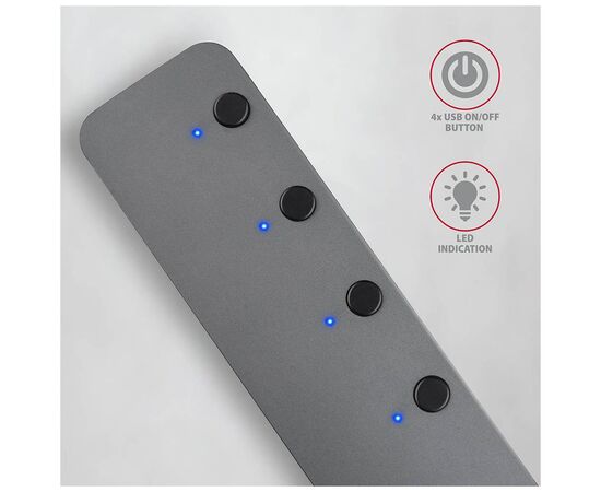 Концентратор AXAGON USB 3.1 to 4xUSB 3.0 0.2m switch black (HUE-MSA), изображение 3