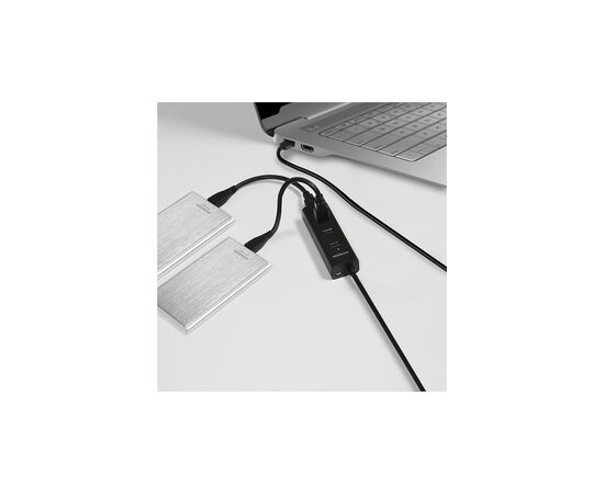 Концентратор AXAGON USB 3.1 to 4xUSB 3.0 1.2m + power adapter + cable USB to Micro 5P black (HUE-S2BP), изображение 5