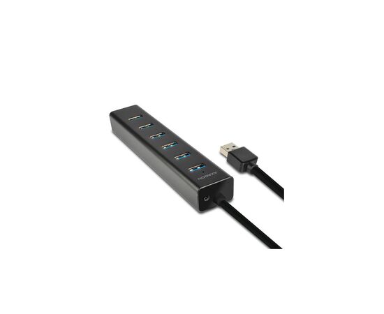 Концентратор AXAGON USB 3.1 to 7xUSB 3.0 + power adapter black (HUE-SA7BP), изображение 2