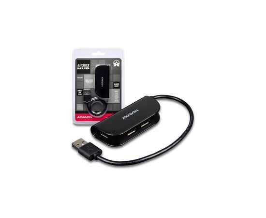Концентратор AXAGON USB 2.0 to 4xUSB 2.0 0.2m black (HUE-X4B), изображение 2