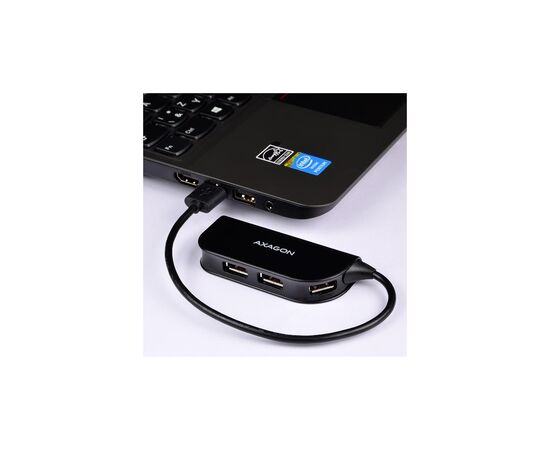 Концентратор AXAGON USB 2.0 to 4xUSB 2.0 0.2m black (HUE-X4B), изображение 4