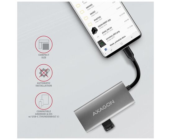Концентратор AXAGON USB-C to 2xUSB-A + 2xUSB-C 10Gbps 0.13m gray (HMC-4G2), изображение 5