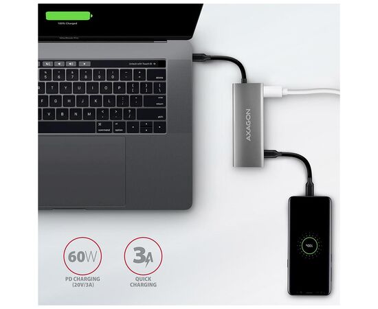 Концентратор AXAGON USB-C to 2xUSB-A + 2xUSB-C + HDMI 0.13m gray (HMC-5G2), изображение 5