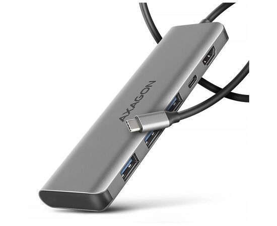 Концентратор AXAGON USB-C to 3xUSB-A + HDMI 5Gbps + PD 100W 1.0m grey (HMC-5H)