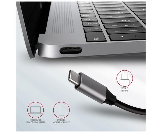 Концентратор AXAGON USB-C to 2xUSB-A + HDMI + RJ45 + SATA M.2 + PD 100W 0.18m grey (HMC-6M2), изображение 8