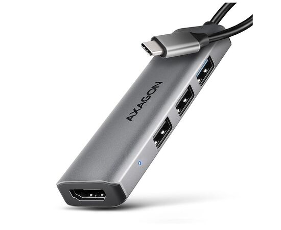 Концентратор AXAGON USB-C to 3xUSB-A + HDMI 0.15m gray (HMC-H3A)