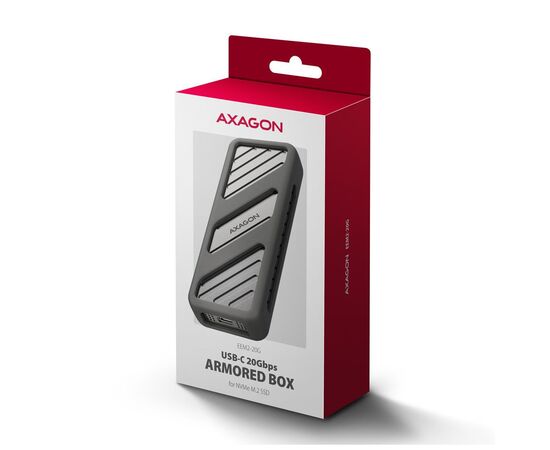 Кишеня зовнішня AXAGON USB-C 20Gbps metal box for M.2 NVMe SSD ARMORED (EEM2-20G), зображення 4