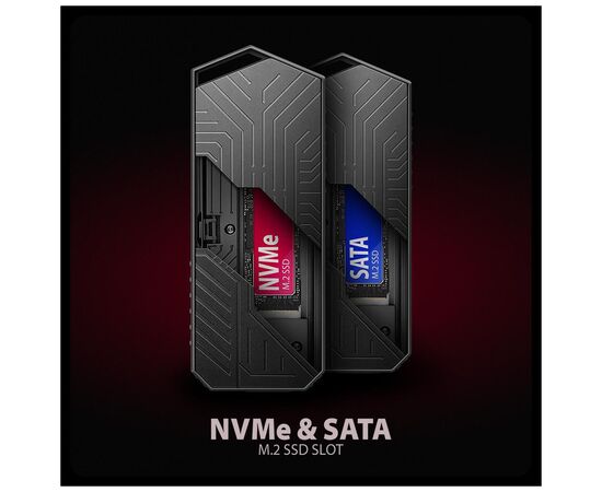 Кишеня зовнішня AXAGON USB-C 10Gbps metal box for M.2 NVMe & SATA SSD GAME (EEM2-GAM), зображення 2