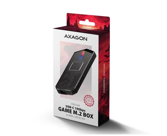 Кишеня зовнішня AXAGON USB-C 10Gbps metal box for M.2 NVMe & SATA SSD GAME (EEM2-GAM), зображення 3