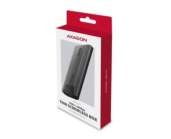 Кишеня зовнішня AXAGON USB-C 10Gbps metal box for M.2 NVMe & SATA SSD THIN SCREWLESS (EEM2-GTS2), зображення 3