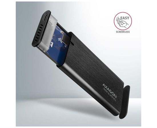 Кишеня зовнішня AXAGON USB-C 3.2 Gen 2 metal box for M.2 NVMe & SATA SSD RAW (EEM2-SB2), зображення 2