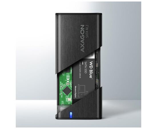 Кишеня зовнішня AXAGON USB-C 3.2 Gen 2 metal box for M.2 SATA SSD RAW (EEM2-SBC), зображення 2