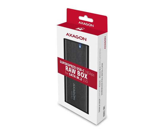 Кишеня зовнішня AXAGON USB-C 3.2 Gen 2 metal box for M.2 SATA SSD RAW (EEM2-SBC), зображення 3