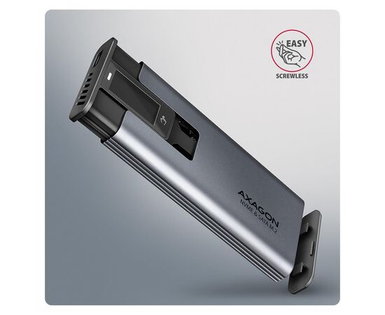 Кишеня зовнішня AXAGON USB-C 10Gbps metal box with info display for M.2 NVMe & SATA SSD (EEM2-SD2), зображення 4