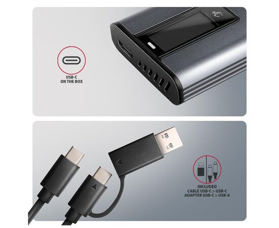 Кишеня зовнішня AXAGON USB-C 10Gbps metal box with info display for M.2 NVMe & SATA SSD (EEM2-SD2), зображення 5