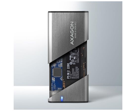 Кишеня зовнішня AXAGON USB-C 3.2 Gen 2 metal box for M.2 NVMe & SATA SSD SuperSpeed (EEM2-SG2), зображення 2