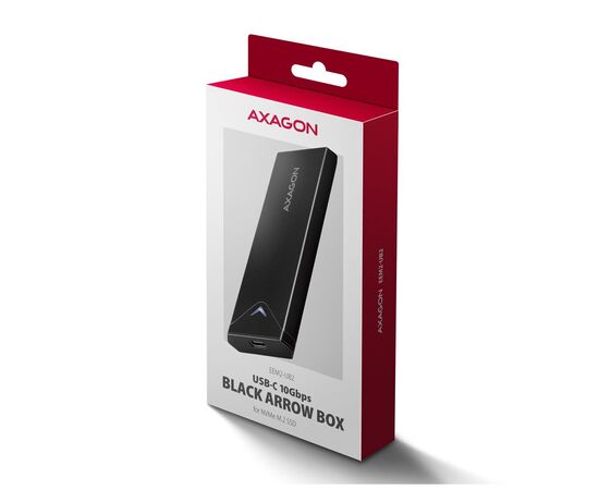 Кишеня зовнішня AXAGON USB-C 10Gbps metal box for M.2 NVMe SSD BLACK ARROW (EEM2-UB2), зображення 3