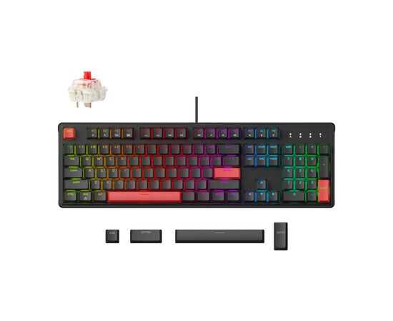 Клавіатура Lemokey Keychron X3 Red RGB USB Black (X3-H1-UA), зображення 7