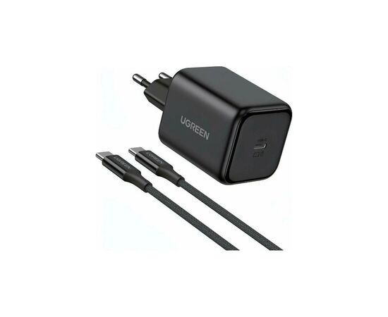 Зарядний пристрій UGREEN USB-C GaN 45W + cable USB-C to USB-C X524 black (65054)