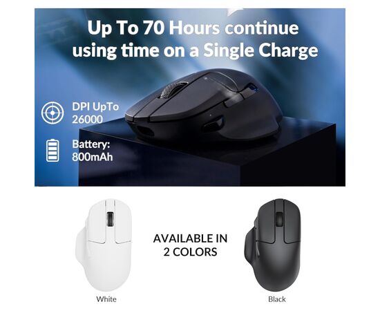 Мишка Keychron M7 Wireless/Bluetooth/USB White (M7-A3), зображення 2