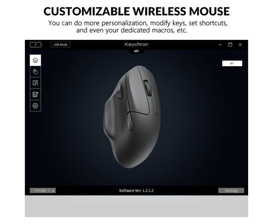 Мишка Keychron M7 Wireless/Bluetooth/USB Black (M7-A1), зображення 2