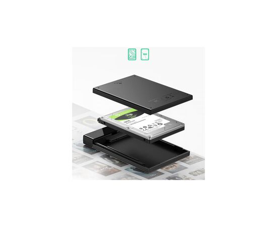 Карман внешний UGREEN USB 3.1 to 2.5" HDD/SSD US221 black (50743), изображение 3
