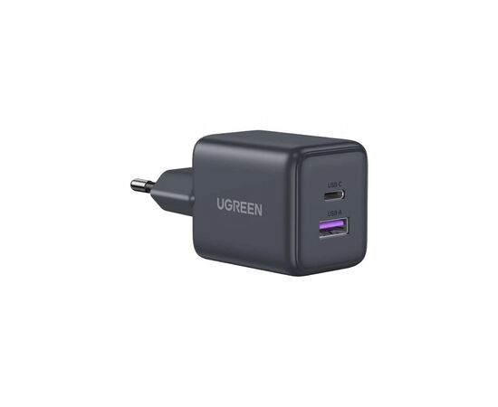 Зарядний пристрій UGREEN 1xUSB-C PD30W + 1xUSB QC3.0 GaN X516 gray (55539)