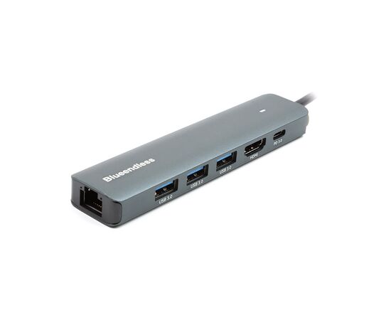 Концентратор Blueendless USB-C 6-in-1 3xUSB 3.0 + HDMI + RJ45 + USB-C PD100W (CA913909), изображение 2