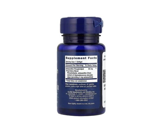 Витаминно-минеральный комплекс Life Extension Астаксантин с фосфолипидами, 4 мг, Astaxanthin with Phospholipids, 30 г (LEX-19233), изображение 2