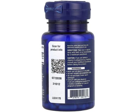 Витаминно-минеральный комплекс Life Extension Витамин К2, 45 мг, Mega Vitamin K2, 30 капсул (LEX-24173), изображение 3