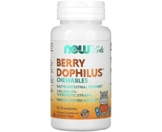 Витаминно-минеральный комплекс Now Foods Пробиотики для детей, 2 млрд КОЕ, вкус ягод, Berry Dophilus, 60 ж (NOW-02936)