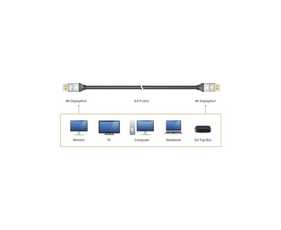 Кабель мультимедійний DisplayPort M to DisplayPort M 2.0m V1.4 8K 60Hz J5create (JDC43-N), зображення 5