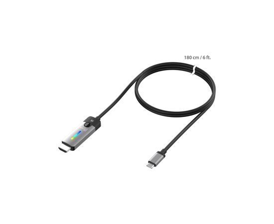 Кабель мультимедійний USB-C to HDMI M 1.8m 8K 60Hz LED RGB J5create (JCC157-N), зображення 2