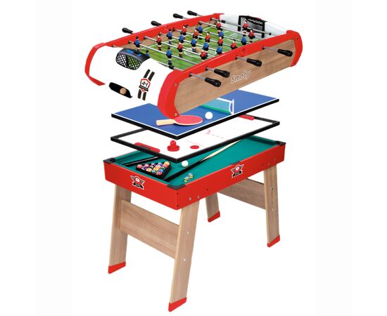 Настільний футбол Smoby Дерев'яний багатофункціональний стіл Павер Плей 4 в 1 (7600640002), зображення 2