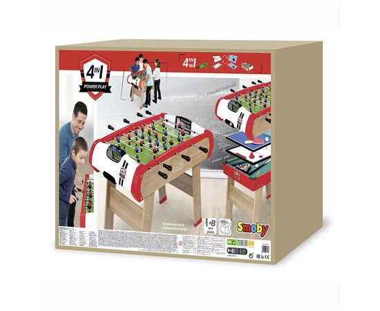 Настільний футбол Smoby Дерев'яний багатофункціональний стіл Павер Плей 4 в 1 (7600640002), зображення 4