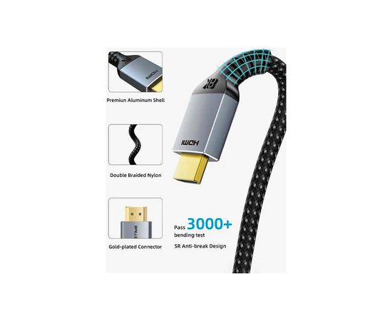 Кабель мультимедійний HDMI M to HDMI M 1.0m V2.1 8K60Hz Cabletime (CA915835), зображення 4