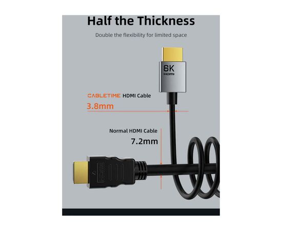Кабель мультимедійний HDMI M to HDMI M 2.0m V2.1 8K60Hz Cabletime (CA915910), зображення 5