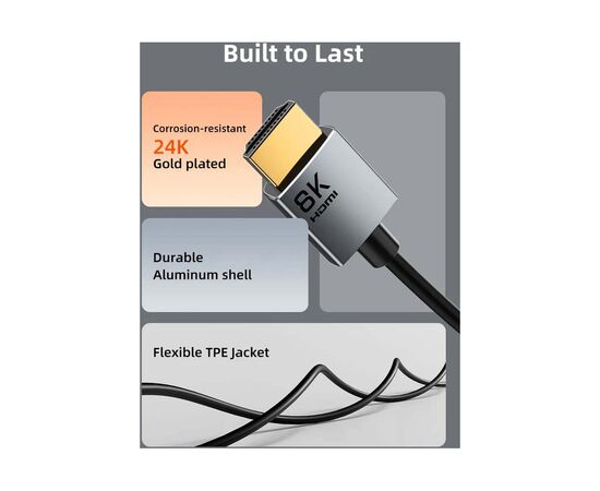 Кабель мультимедійний HDMI M to HDMI M 2.0m V2.1 8K60Hz Cabletime (CA915910), зображення 9