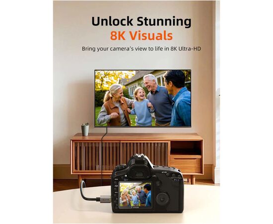 Кабель мультимедийный HDMI micro M to HDMI M 0.5m 8K60Hz Cabletime (CA915873), изображение 2