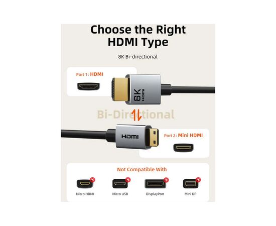 Кабель мультимедійний HDMI mini M to HDMI M 3.0m 8K60Hz Cabletime (CA915866), зображення 6