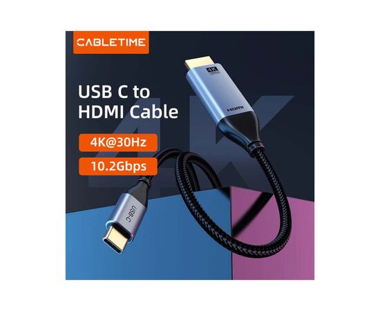 Кабель мультимедійний USB-C to HDMI M 3.0m V1.4 4K30Hz Cabletime (CA915378), зображення 3